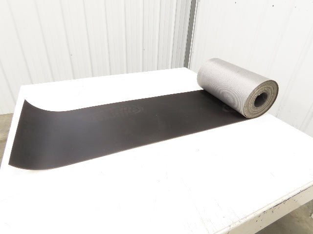 15.5"W x 35' Grooved Rubber Conveyor Belt 2-Ply Black Ribbed 35' Length