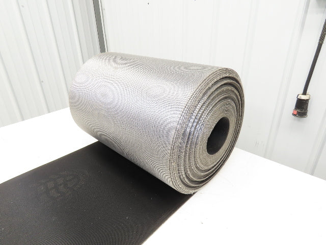 15.5"W x 75' Grooved Rubber Conveyor Belt 2-Ply Black Ribbed 75' Length