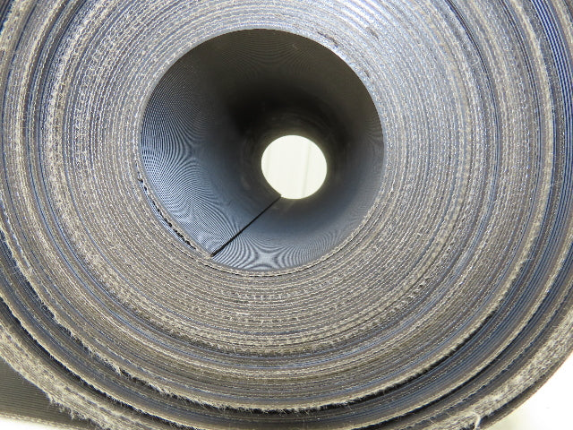 15.5"W x 75' Grooved Rubber Conveyor Belt 2-Ply Black Ribbed 75' Length