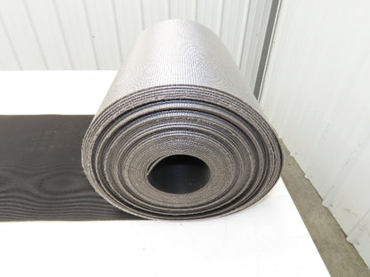 15.5"W x 75' Grooved Rubber Conveyor Belt 2-Ply Black Ribbed 75' Length