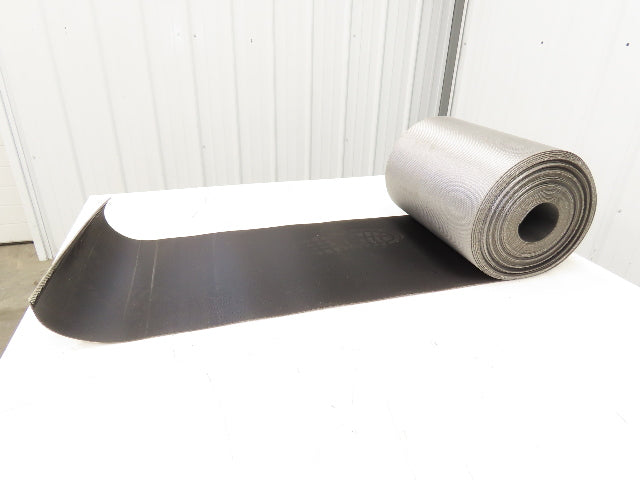 15.5"W x 75' Grooved Rubber Conveyor Belt 2-Ply Black Ribbed 75' Length