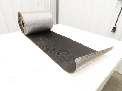 15.5"W x 75' Grooved Rubber Conveyor Belt 2-Ply Black Ribbed 75' Length