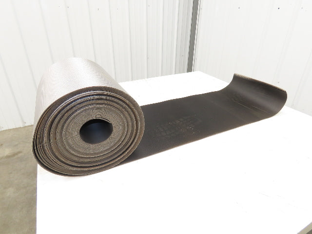 15.5"W x 75' Grooved Rubber Conveyor Belt 2-Ply Black Ribbed 75' Length