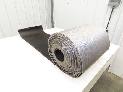 15.5"W x 75' Grooved Rubber Conveyor Belt 2-Ply Black Ribbed 75' Length