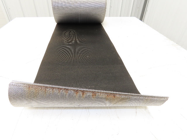 15.5"W x 75' Grooved Rubber Conveyor Belt 2-Ply Black Ribbed 75' Length