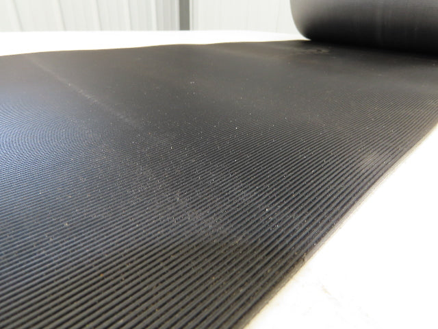 15.5"W x 75' Grooved Rubber Conveyor Belt 2-Ply Black Ribbed 75' Length