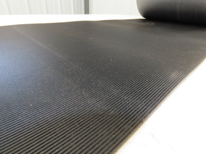 15.5"W x 75' Grooved Rubber Conveyor Belt 2-Ply Black Ribbed 75' Length
