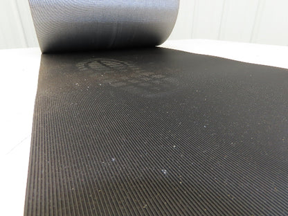 15.5"W x 75' Grooved Rubber Conveyor Belt 2-Ply Black Ribbed 75' Length