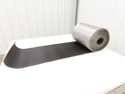 15.5"W x 75' Grooved Rubber Conveyor Belt 2-Ply Black Ribbed 75' Length
