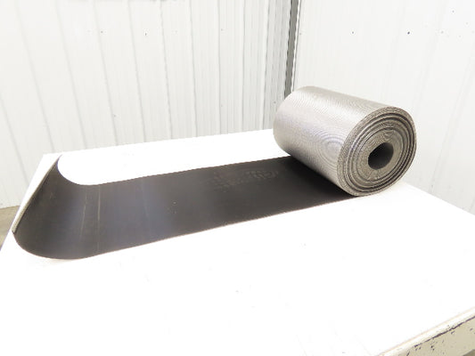 15.5"W x 75' Grooved Rubber Conveyor Belt 2-Ply Black Ribbed 75' Length