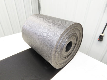 15.5"W x 110' Grooved Rubber Conveyor Belt 2-Ply Black Ribbed 110' Length