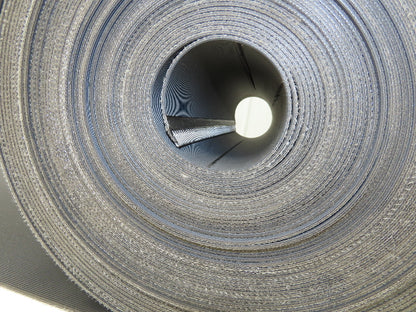 15.5"W x 110' Grooved Rubber Conveyor Belt 2-Ply Black Ribbed 110' Length