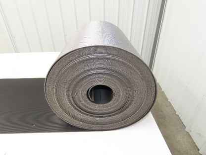 15.5"W x 110' Grooved Rubber Conveyor Belt 2-Ply Black Ribbed 110' Length