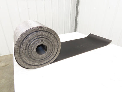 15.5"W x 110' Grooved Rubber Conveyor Belt 2-Ply Black Ribbed 110' Length