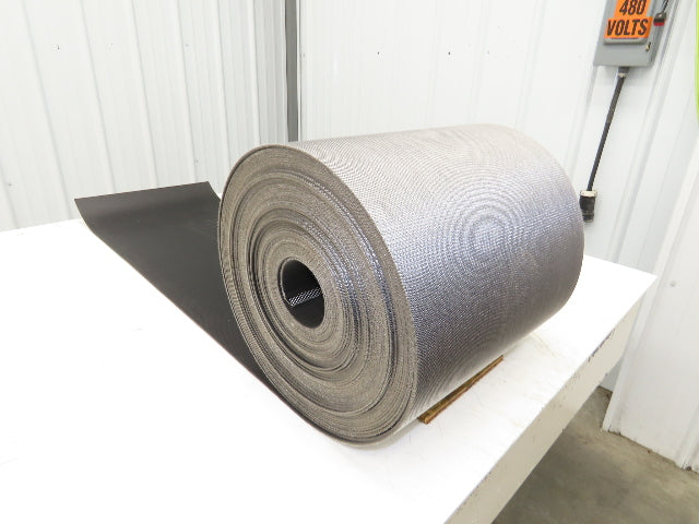 15.5"W x 110' Grooved Rubber Conveyor Belt 2-Ply Black Ribbed 110' Length