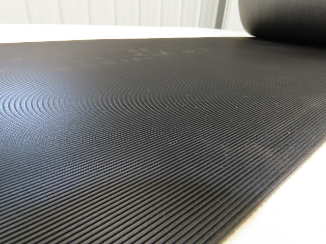 15.5"W x 110' Grooved Rubber Conveyor Belt 2-Ply Black Ribbed 110' Length