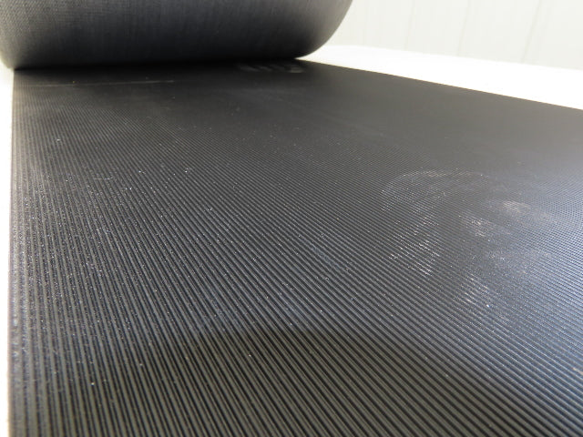 15.5"W x 110' Grooved Rubber Conveyor Belt 2-Ply Black Ribbed 110' Length