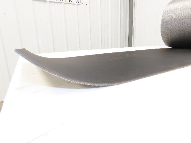 15.5"W x 110' Grooved Rubber Conveyor Belt 2-Ply Black Ribbed 110' Length