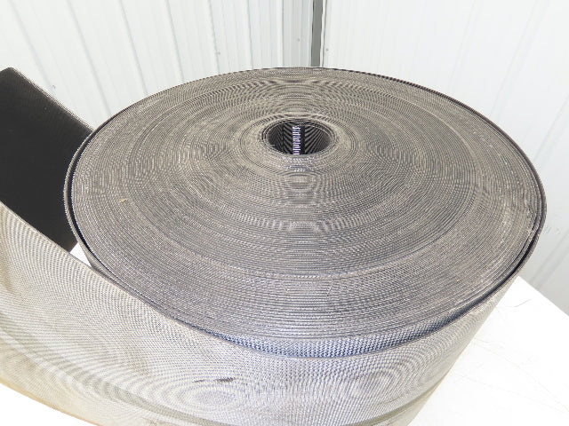 15.5"W x 290' Grooved Rubber Conveyor Belt 2-Ply Black Ribbed 290' Length