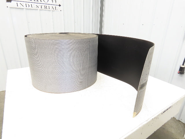 15.5"W x 290' Grooved Rubber Conveyor Belt 2-Ply Black Ribbed 290' Length