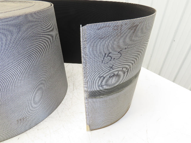 15.5"W x 290' Grooved Rubber Conveyor Belt 2-Ply Black Ribbed 290' Length
