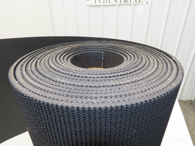 20"W x 35' Rough Grip Top Rubber Conveyor Belt 3-Ply Black 35' Length 9/32"Thick