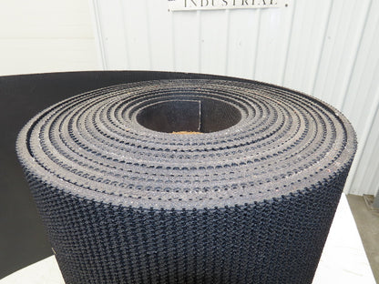 20"W x 35' Rough Grip Top Rubber Conveyor Belt 3-Ply Black 35' Length 9/32"Thick