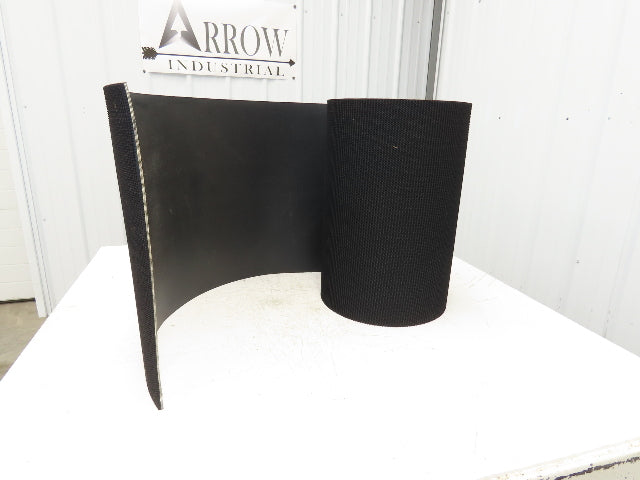 20"W x 35' Rough Grip Top Rubber Conveyor Belt 3-Ply Black 35' Length 9/32"Thick