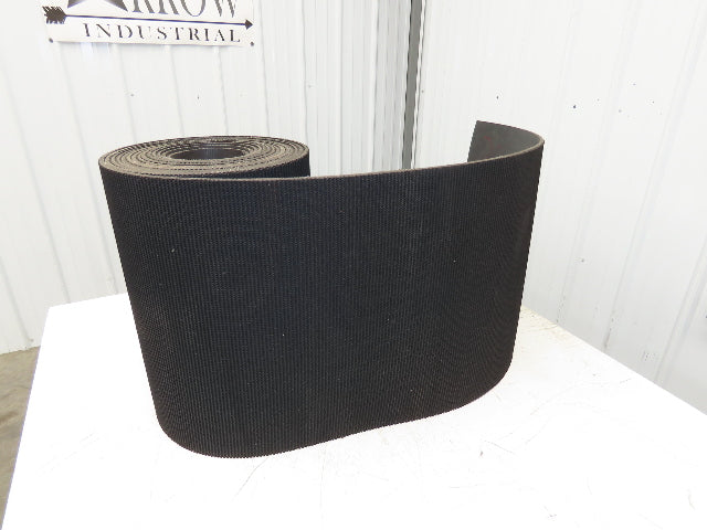 20"W x 35' Rough Grip Top Rubber Conveyor Belt 3-Ply Black 35' Length 9/32"Thick