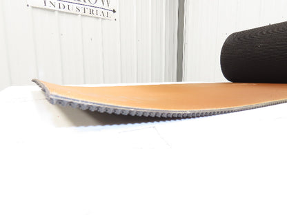 20"W x 25' Rough Grip Top Rubber Conveyor Belt 2-Ply Black 25' Length 1/4"Thick