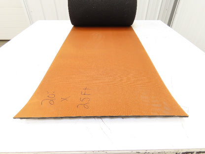 20"W x 25' Rough Grip Top Rubber Conveyor Belt 2-Ply Black 25' Length 1/4"Thick