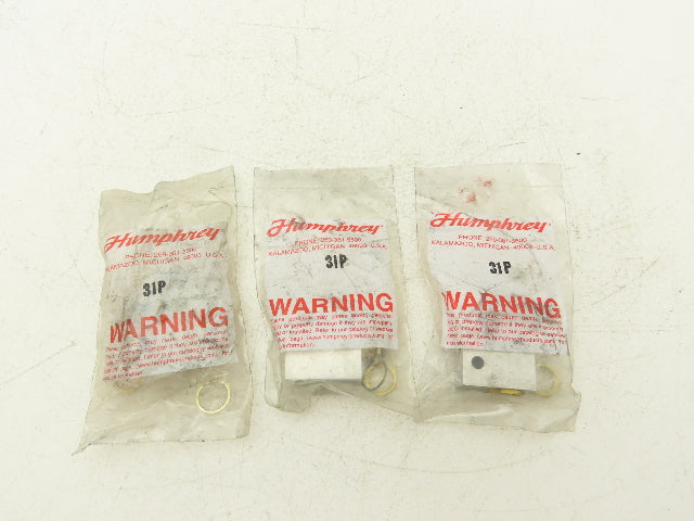 Humphrey 31P Plunger Air Valve Brass 3 Ports 1/8" NPT Spring Return Lot of 3