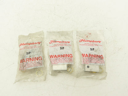 Humphrey 31P Plunger Air Valve Brass 3 Ports 1/8" NPT Spring Return Lot of 3
