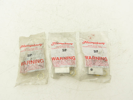 Humphrey 31P Plunger Air Valve Brass 3 Ports 1/8" NPT Spring Return Lot of 3