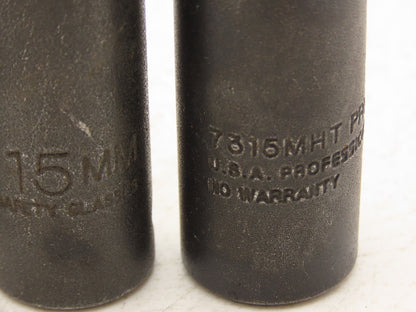Proto 7315MHT Impact Socket 15mm Thin Wall 1/2" Drive 2" Deep Lot Of 8