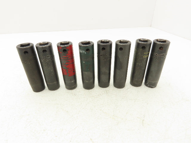 Proto 7315MHT Impact Socket 15mm Thin Wall 1/2" Drive 2" Deep Lot Of 8