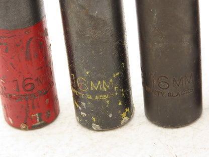 Proto 7316MHT Impact Socket 16mm Thin Wall 1/2" Drive 2" Deep Lot Of 6