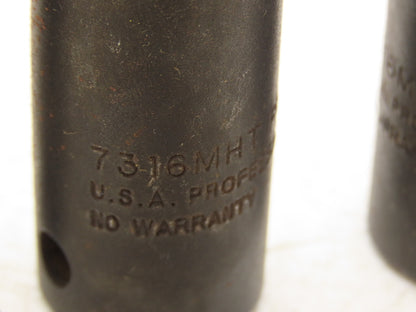 Proto 7316MHT Impact Socket 16mm Thin Wall 1/2" Drive 2" Deep Lot Of 6