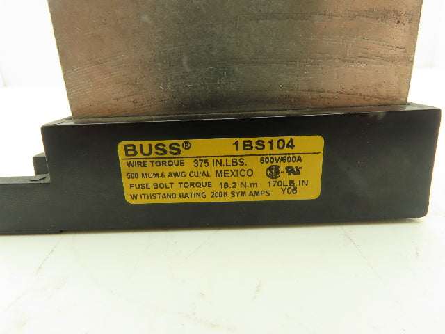 Eaton Bussman 1BS104 Single Pole Universal Buss Fuse block 200kAIC 600A Lot of 2