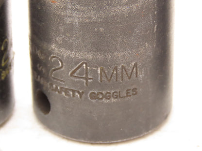 Proto 7324MHT Impact Socket 24mm Thin Wall 1/2" Drive 2" Deep Lot Of 7