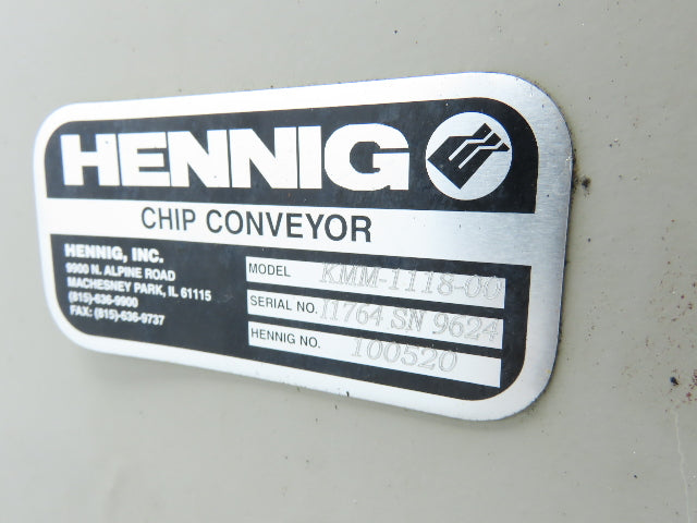 Hennig CNC Incline Chip Conveyor 14"x 50" Infeed 40" Discharge 230/460V 3PH