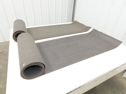 18"W x 18' Soft Top Rubber Fabric Conveyor Belt Gray  Lot of 2pcs 10' + 8'