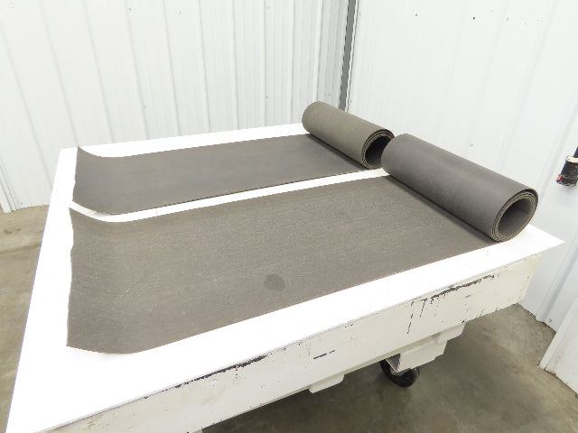 18"W x 18' Soft Top Rubber Fabric Conveyor Belt Gray  Lot of 2pcs 10' + 8'