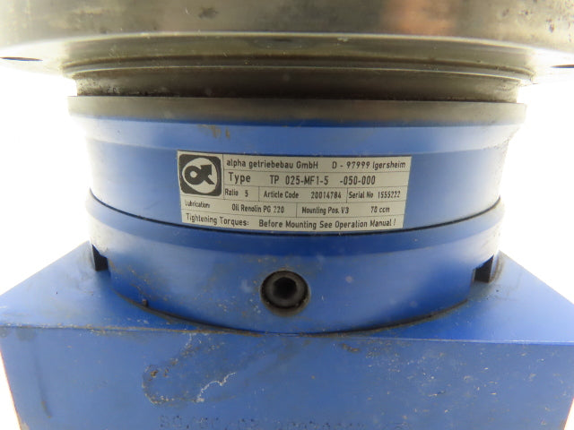 Alpha TP 025-MF1-5 Servo Gearbox 5:1 Inline Reducer