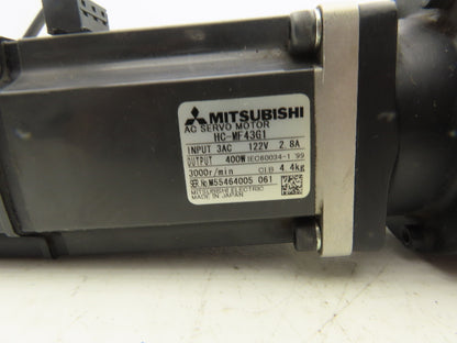 Mitsubishi HC-MF43G1 AC Servo Gearmotor 12:1 Reducer 250RPM 122V 3Ph Inline