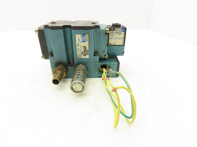 MAC 6511B-211-PM-111DA Pneumatic Solenoid Valve W/Base 150PSI 120VAC PME-111DABE