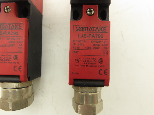 Yamatake LJS-PA792 Safety Switch 240V 3A IP67 Lot of 2