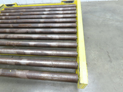 54"W x 48"L  2.5" Gravity Roller Pallet Conveyor 50"BF End Stop Section 11-15"H