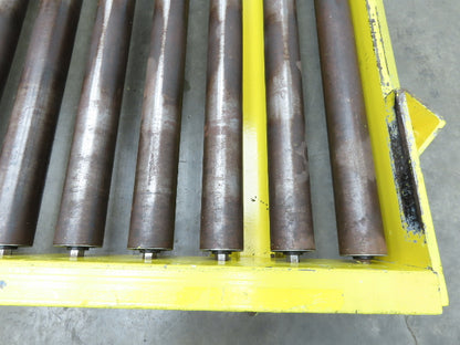 54"W x 48"L  2.5" Gravity Roller Pallet Conveyor 50"BF End Stop Section 11-15"H