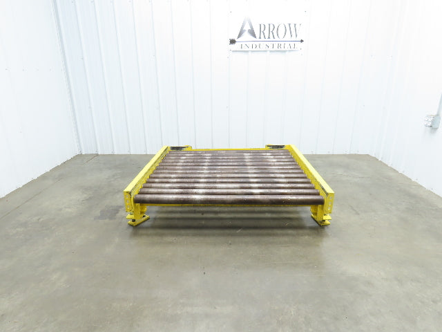 54"W x 48"L  2.5" Gravity Roller Pallet Conveyor 50"BF End Stop Section 11-15"H